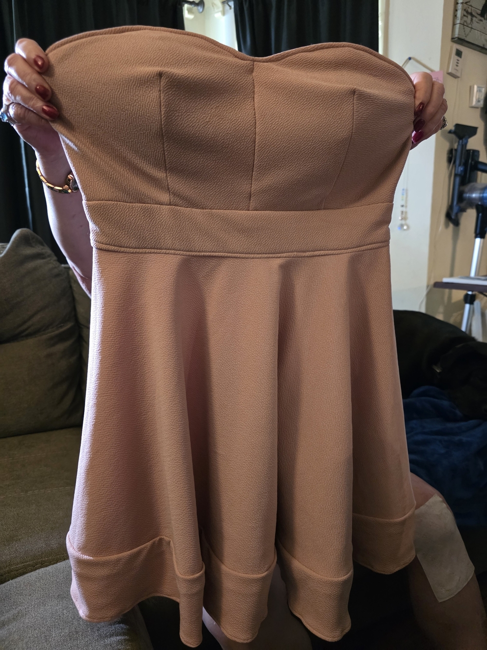 Strapless Blush Pink Fit & Flare Dress